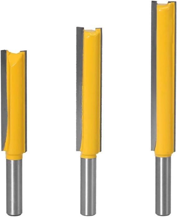 Fraise à bois (flush trim) - AIMOONSA - 3pcs 8mm Flush Trim Router Bits - Carbure - Tige 8mm - Long. Coupe 50-76mm
