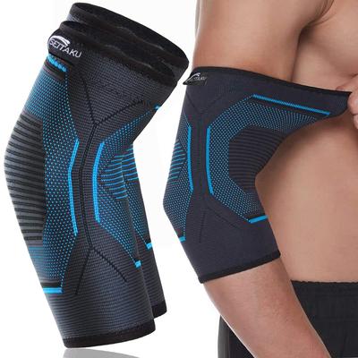 Seitaku Elbow Support Sports Elbow Support Tennis Golf Volleyball Muscle Training Elastic Protection Thin Left and Right Unisex Pack of 2 (M, Blue)