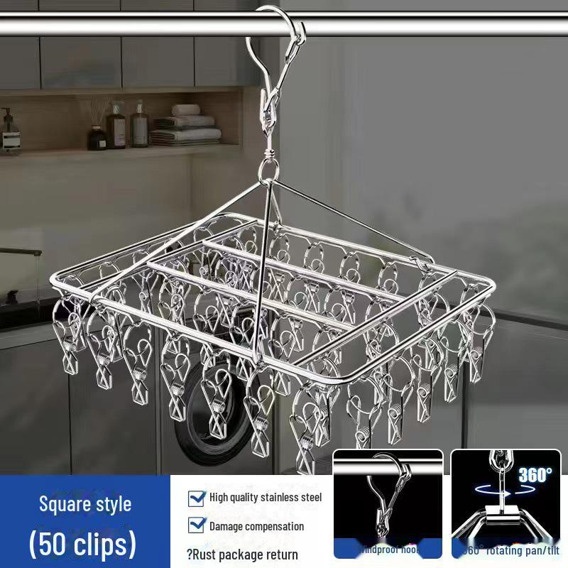 

Ветрозащитная вешалка из нержавеющей стали с несколькими зажимами для больших носков