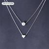 Bohemia Imitation Pearl Love Heart Double Layer Clavicle Chain Necklace Accessories Female Jewelry