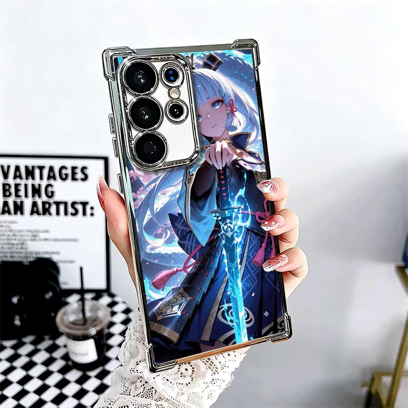 Genshin Impact Kamisato Ayaka Plating Phone Case For Samsung Galaxy S24 S25 FE S26 Edge S23 Ultra S22 S21 Plus S20 Anti-Fall Air
