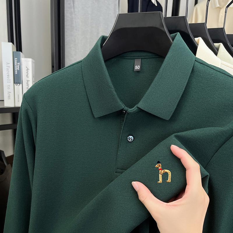 Original Brand Men'S Polo Shirt 100 Cotton Lapel Dog Embroider Long Sleeve T-Shirt Autumn New Business Casual Handsome Men'Swear