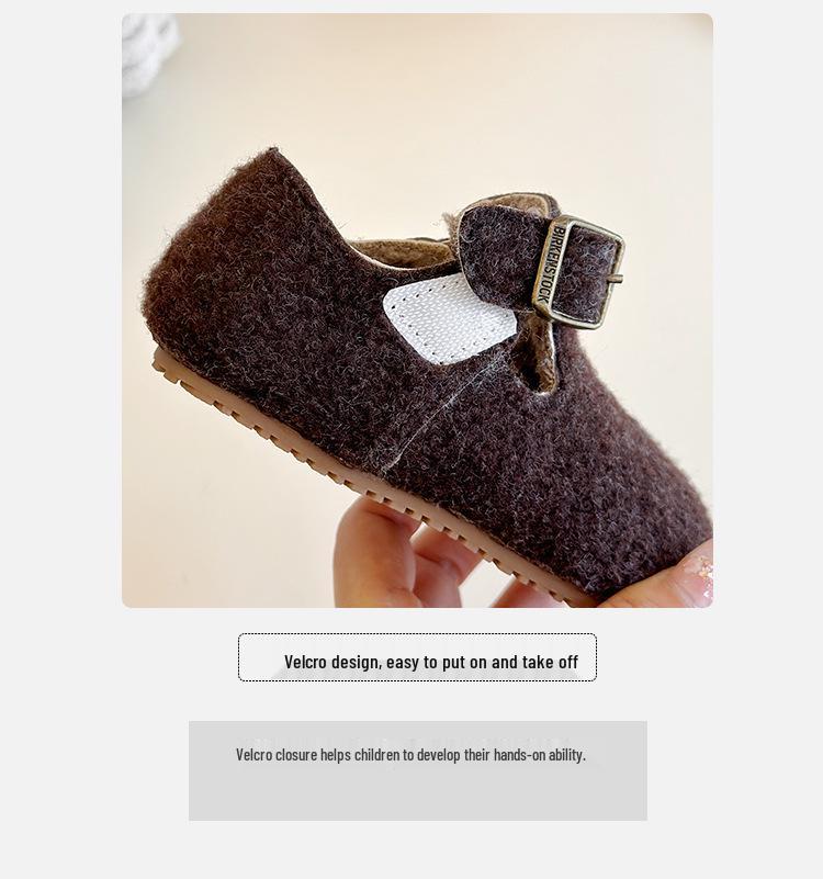 Birkenstock Winter 2025 Girls' Velvet Fur Shoes - Soft Sole, Thickened for Boys & Girls