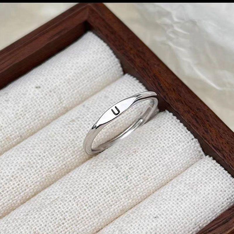 Aesthetic Wedding Tiny Initial Letter Rings Jewelry Gift Women Fashion Letter Finger Gift Stainless Steel Ring