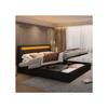 Lit Rembourré 180x200cm Lit Fonctionnel Avec Sommier À Lattes Et Espace De Rangement,éclairage LED En Différentes couleurs,noir,PU