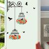 Colorful Flower Birdcage Wall Sticker Decals Flying Birds Plants Adhesive Room Wallpaper Decor