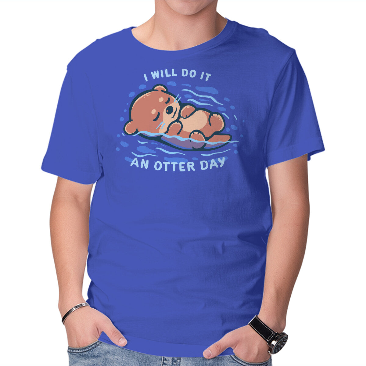 Unisex Crew Neck T-Shirt An Otter Day Graphic Short Sleeve Casual Tee XS