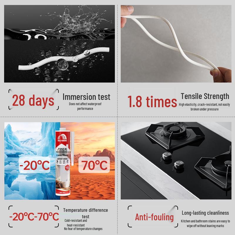 Yuhong Transparent Anti-Mold Waterproof Silicone Sealant for Kitchen, Bathroom, Window, Door, and Toilet.