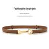 2022 Women's Genuine Leather Thin Waist Belt, Decorative Accessory for Suits, Coats, Dresses, Sweaters, Versatile Trendy Black Belt