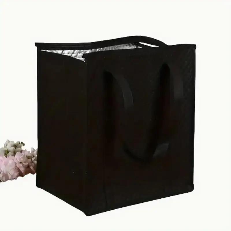 Large Insulated Reusable Grocery Bag With Zipper & Front Pocket, Keep Cool/Warm For Hours For Camping Picnic, Fishing, Shopping