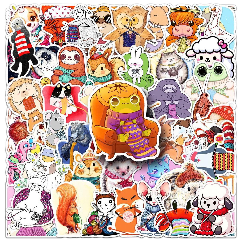 50 Animal Graffiti Stickers for Knitting Sweaters Personality Cartoon Cute Decorative Water Cup Mobile Phone Skateboard Stickers