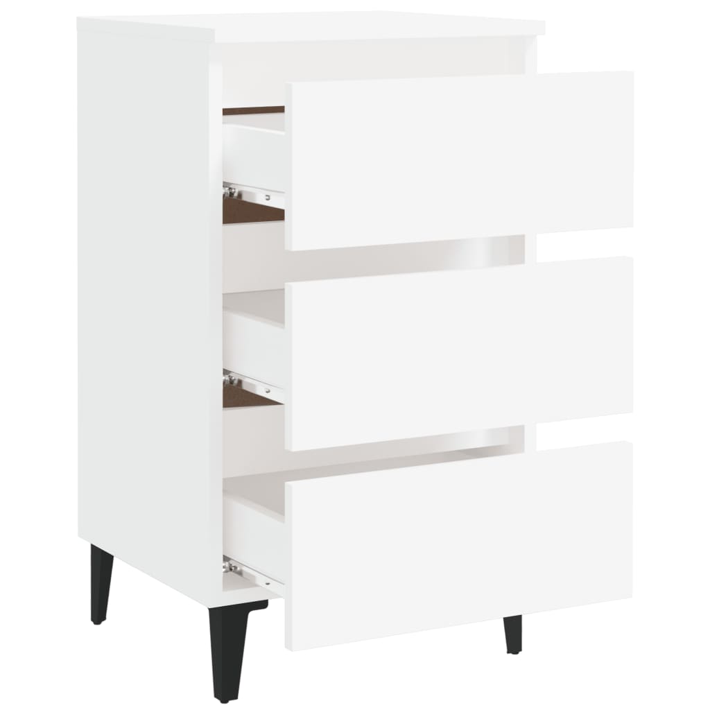 Nightstand with Metal Legs White 40 x 35 x 69 cm