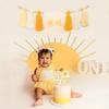 1th Sun Sign Birthday High Chair Banner Yellow Birthday Party Decoration,Sunshine Highchair Banner for Boy Girls Kids Bedroom
