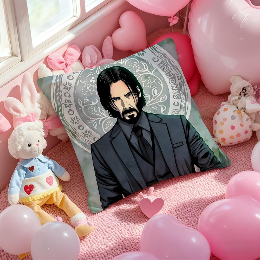 

J-John W-Wick Handsome Cushion Cover Pattern Printed Pillowcase for Living Room Sofa Cushion Cover & Bedroom Decor 12x12Inch