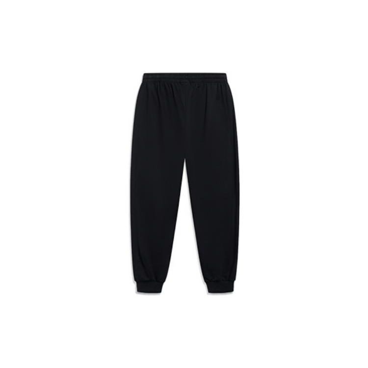 Li Ning Sports Lifestyle Series Solid Color Elastic Waistband Cuffed Knitted Sports Pants Men Pants Black AKLT249-1