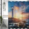 Ocean Lighthouse Shower Curtain, Bathroom Decorative Shower Curtain, Waterproof Shower Curtain with Hooks