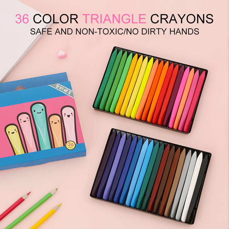 6/12 Color Triangle Crayon Safety Art Painting Colored Pencil Not Dirty Hands Crayon Student School Supplies Children's Toy Gift