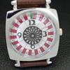 VINTAGE HAND-WINDING SWISS POKER FACE MENS REFURBISHED WHITE WATCH A700903-5 R205a-a700903