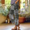 Women's Fashionable Floral Print Straight Leg Pocket Elastic Waist Casual Pants Pants
