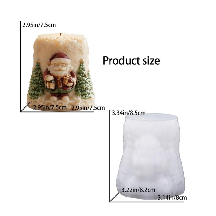 Holiday Craft Molds for Christmas Candle Making with Raised Santa Tree Pattern, Soft Pour Tool for Gift Projects and Home Display Use
