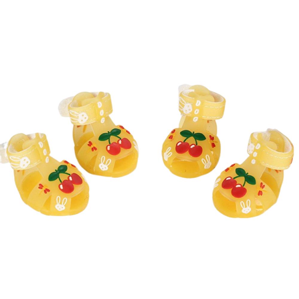 4 st/set Tecknad Hund Sommar Jelly Sandaler Halkfria Justerbara Ihåliga Valpskor Vattentäta Slitstarka Andningsbara Hundskor