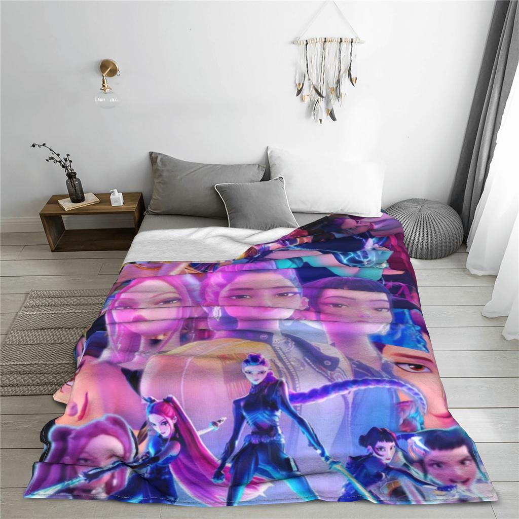 kpop Demon Hunters Huntrix Blanket  Super Soft Aesthetic Plush Throw Blanket For Students Couch Bed Flannel Bedspread Bed Cover