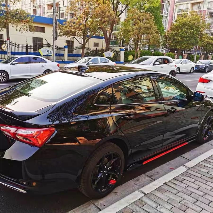 2.2M Glossy Black Red PP Car Side Skirt Extensions Universal Splitters