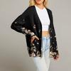 Women's Fashion Long Sleeve Print V-Neck Button Loose Cardigan Top
