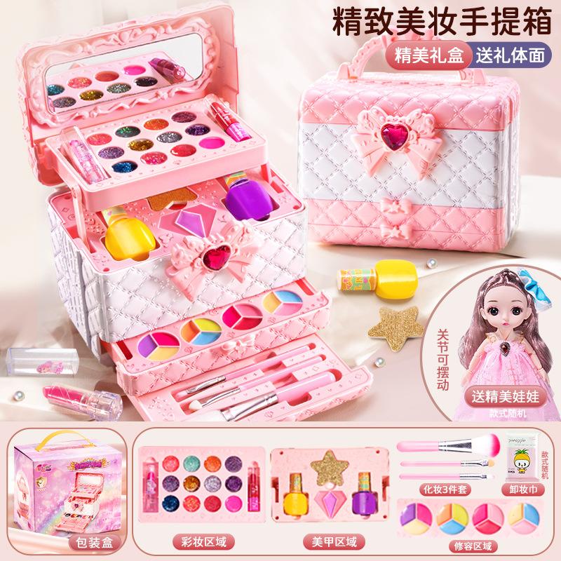 Kinderen wasbare make-up meisjes speelgoed - Kinderen make-up kit voor meisjes, echte make-up set, kleine meisjes make-up kit voor peuters kinderen pr