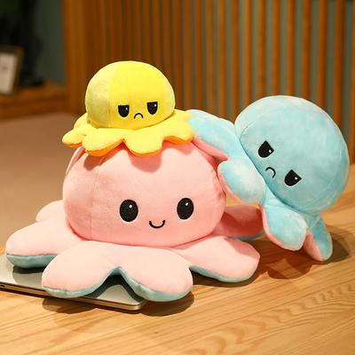 Flip Over Octopus Doll Mood Double-Sided Flip Mood Face-Changing Little Octopus Doll Angry Plush Toy Can Be Turned Over