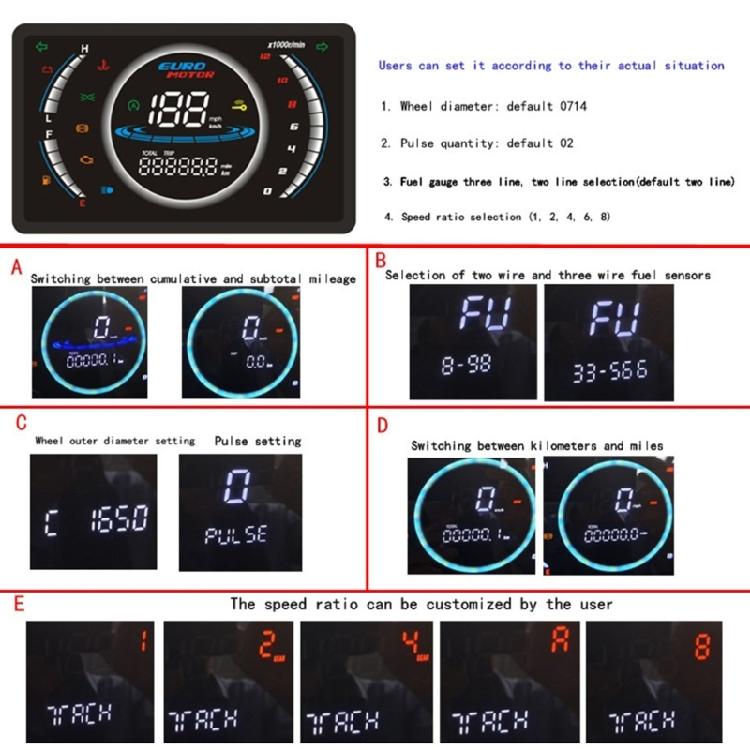 Motorcycle LCD Digital Instrument Panel Meter Gauge Speedometer Odometer Tachometer Clear Display Suitable for 150 CM150