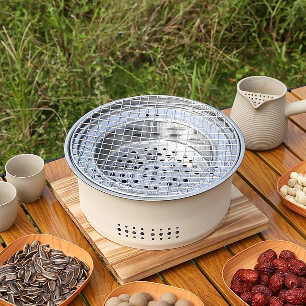 1pc Portable Barbecue Charcoal Stove Stainless Steel Split Barbecue Stove Round Barbecue Rack Outdoor Camping Barbecue Tool