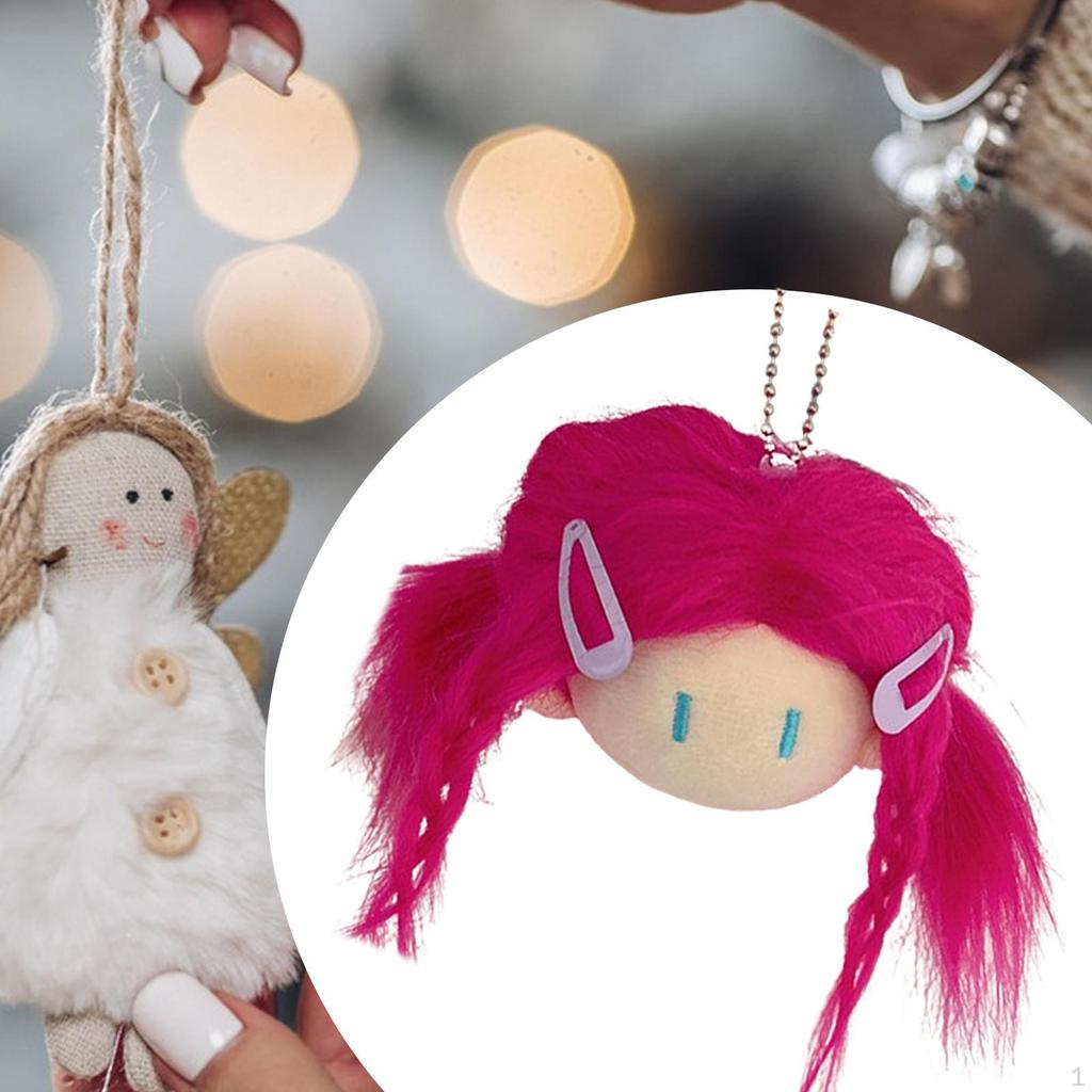 Adorable Doll Head Keychain Plush Toy for Children's Backpack
