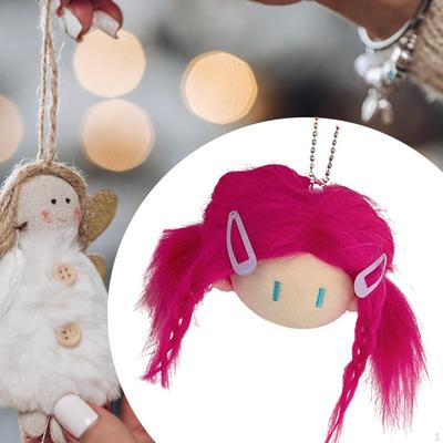 Adorable Doll Head Keychain Plush Toy for Children's Backpack