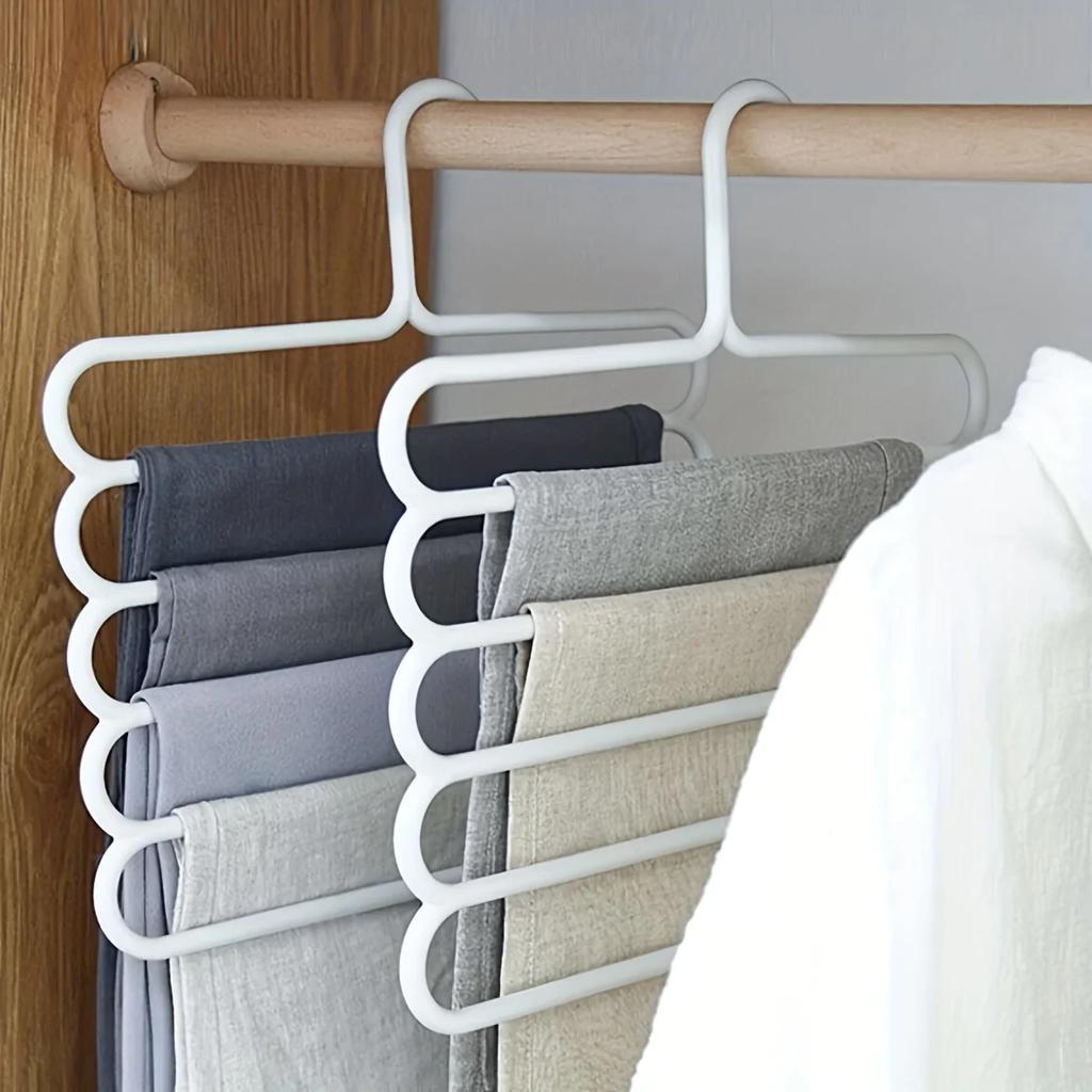 2/4Pcs Pants Rack Multifunctional Household Saving Space Multi Layer Trousers Hanger Pants Closet Color Clothes Peg 5 Layers