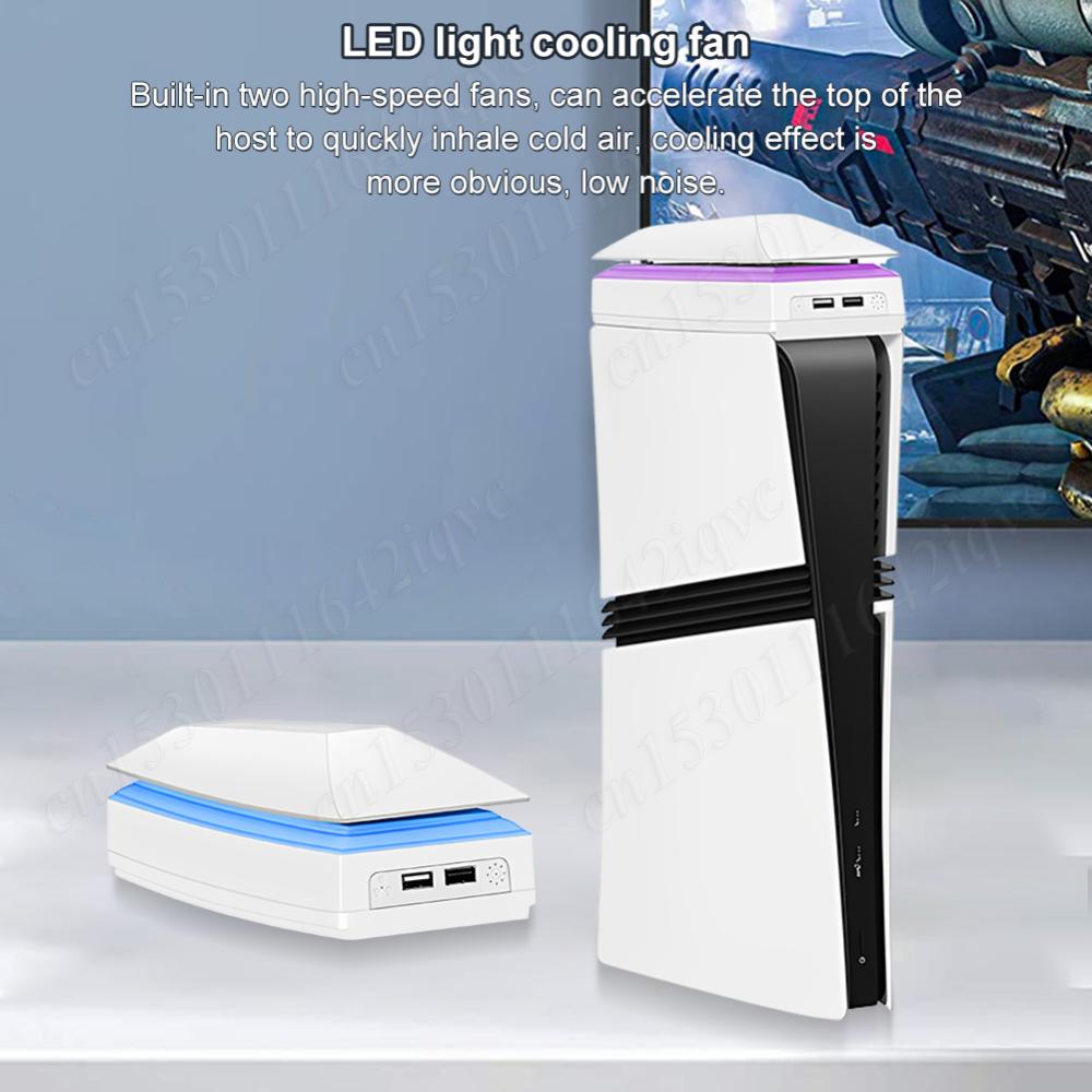 New Top Cooling Fan for PS5 Pro Heat Dissipation Fan Top Cooling System Dust-proof Upper RGB Cooling Fan for PlayStation 5 Pro