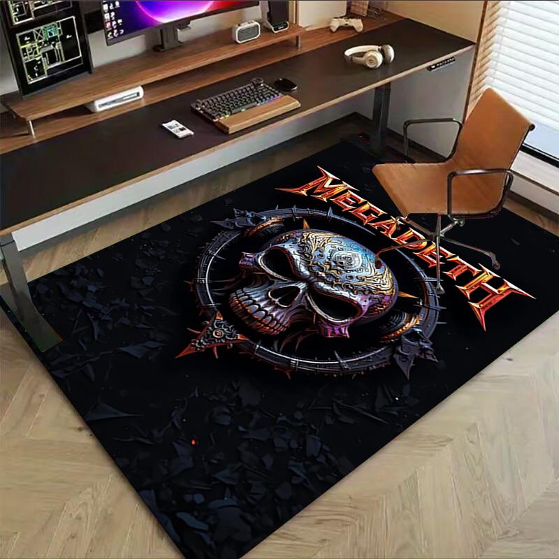 Megadeth Heavy Metal Skull Carpet For Playroom Bedroom Living Room Sofa Home Decor Kids Game Area Rug Nonslip Floor Mat