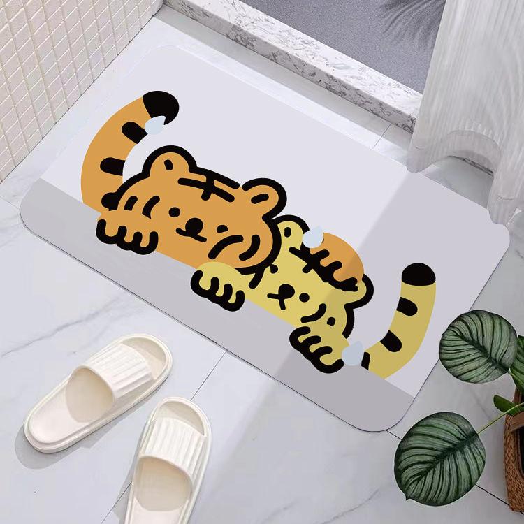 Kieselgur Badezimmerbodenmatte Toilette rutschfest niedlich Cartoon Toilettentür Haushaltsmatte wasserabsorbierend schnelltrocknend Fußmatte