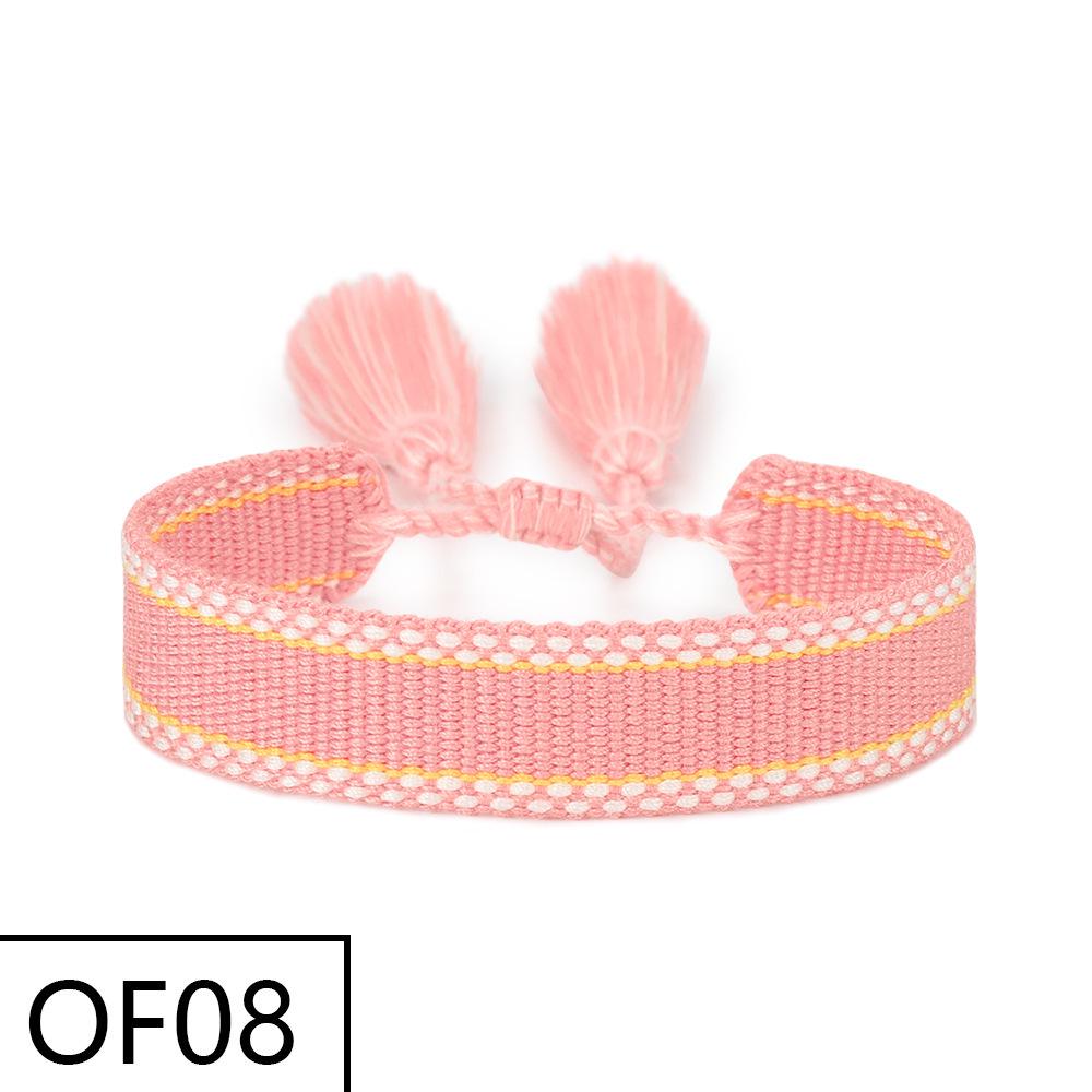 Embroiderable Polyester Cotton Letter Tassel Bracelet for Women – 1.5cm Woven Wristband