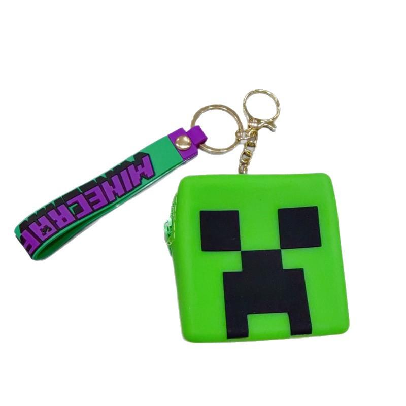 Square Minecraft Silicone Bag Keychain Children's Storage Bag Change Bag Children's Student Small Gifts