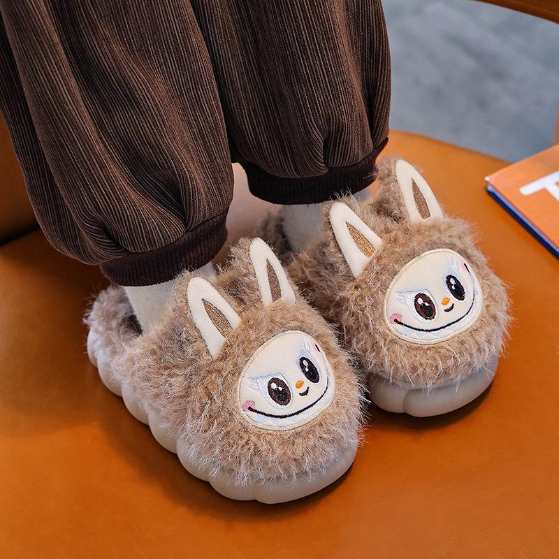 Boys' and Girls' Cozy Winter Slippers - Thick-Sole, Non-Slip, Plush Velvet, Indoor Warmth