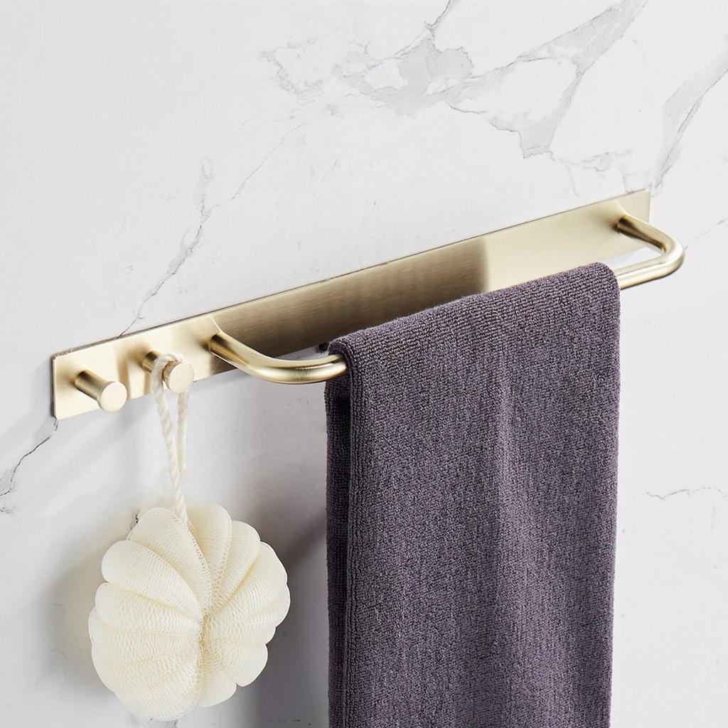 Promotion! Strong Viscosity Adhesive Towel Holder with Two Hooks Rustproof 304 Stainless Steel 3M01N