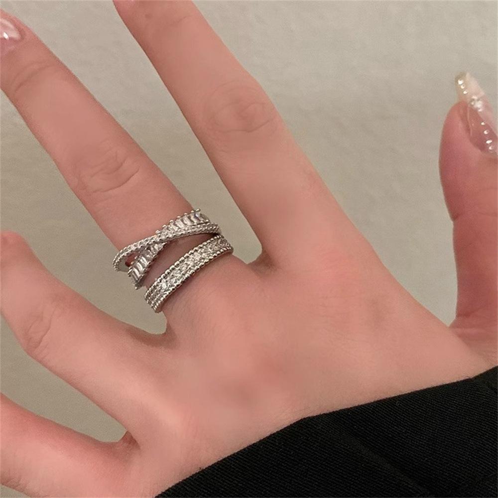 Cross Diamond Ring Women's Ins Wind Cold Wind Design Ring Jewelry
