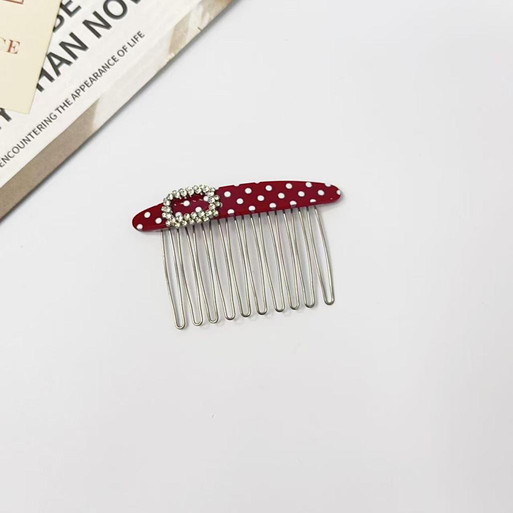 Korean Style Polka Dot Rhinestone Hair Comb - Versatile Updo Accessory