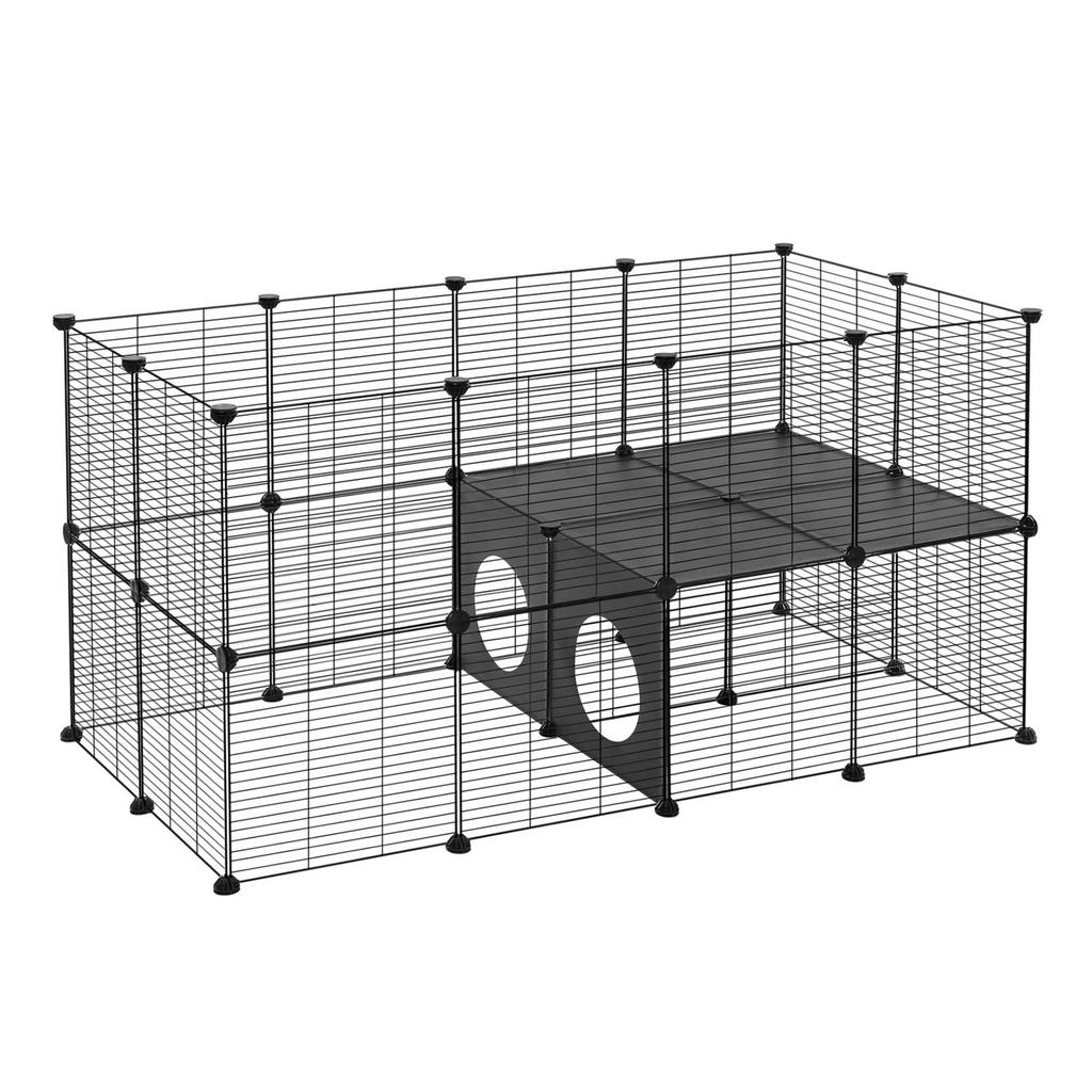 Small Animal Playpen 57.09x29.53x29.53in Portable Metal Fence for Guinea Pigs/Bunny/Hedgehogs/Chickens