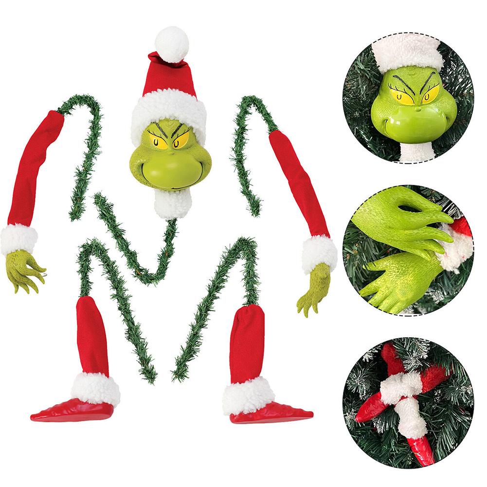 5 Stück Arm Bein Kopf Ornamente Halter Kopf/Arme und Beine Grinch Elf Körper Baumschmuck Weihnachten für Weihnachtsfeier für Weihnachtsbaum