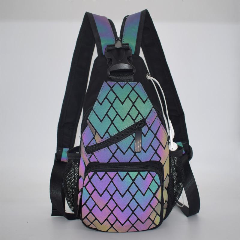 New Geometric Rhombus Backpack Variety Backpack Men's and Women's Symphony Luminous Shoulder Bag Women's Breast Bag
