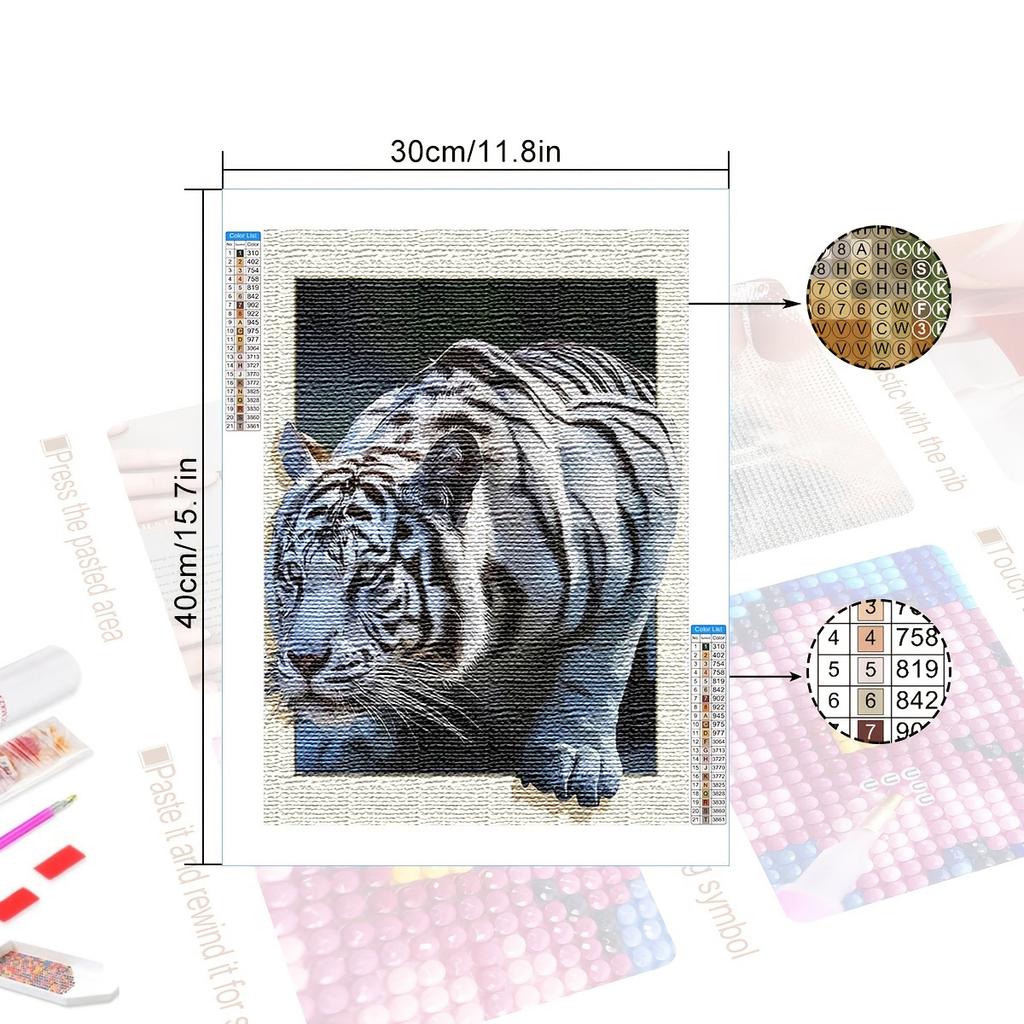 DIY-Diamant-Gemälde mit Tiger-Kreuzstich-Set, Mosaik-Kunst, Diamant-Gemälde, voller Kreis/Quadrat-Diamant, Heimdekoration
