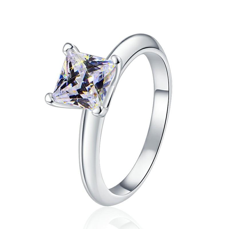Minimalist Jewelry S925 Sterling Silver Four Claw 1.2Ct Princess Cut VVs1 Moissanite Solitaire Ring Wedding Engagement for Women