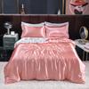 Nordic Satin Silk Bedding Set with Duvet Cover Bed Sheet Pillowcases Luxury Solid Single Double Couple Pillow Case Bedsheet